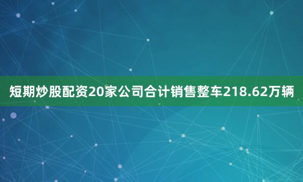 短期炒股配资20家公司合计销售整车218.62万辆