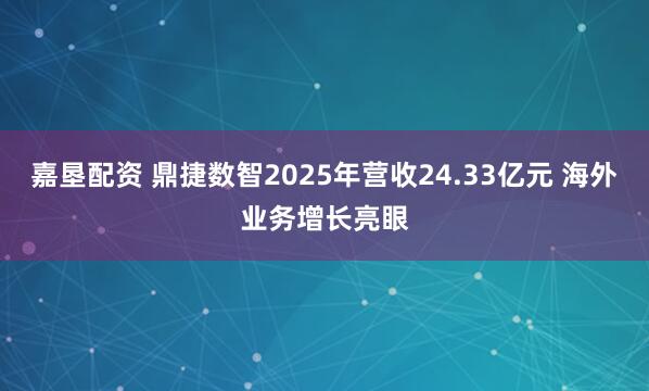 嘉垦配资 鼎捷数智2025年营收24.33亿元 海外业务增长亮眼